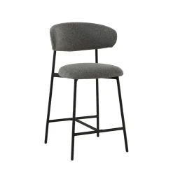 Mangohoutonline Barkruk Laon Donkergrijs met zwart onderstel Mahom