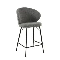 Mangohoutonline Barkruk Talence Donkergrijs met zwart onderstel Mahom