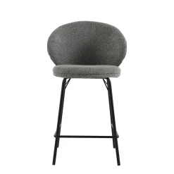 Mangohoutonline Barkruk Talence Donkergrijs met zwart onderstel Mahom