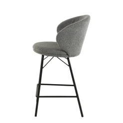 Mangohoutonline Barkruk Talence Donkergrijs met zwart onderstel Mahom