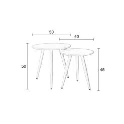 Mangohoutonline Bijzettafel Daven Wit (set van 2) Jacob Jenzens