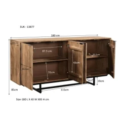 Mangohoutonline Dressoir Valdez 180 cm