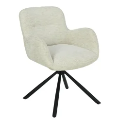 Mangohoutonline Eetkamerstoel Albi Wit met zwart onderstel Mahom