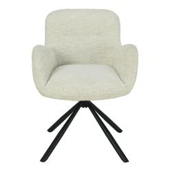 Mangohoutonline Eetkamerstoel Albi Wit met zwart onderstel Mahom