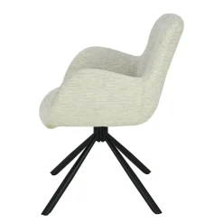 Mangohoutonline Eetkamerstoel Albi Wit met zwart onderstel Mahom