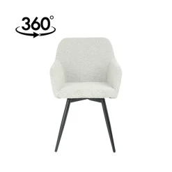 Mangohoutonline Eetkamerstoel Amiens Beige Bouclé stof met zwart onderstel Mahom