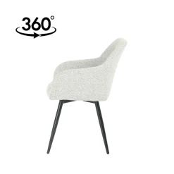 Mangohoutonline Eetkamerstoel Amiens Beige Bouclé stof met zwart onderstel Mahom