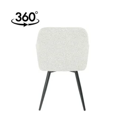 Mangohoutonline Eetkamerstoel Amiens Beige Bouclé stof met zwart onderstel Mahom