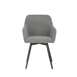 Mangohoutonline Eetkamerstoel Amiens Donkergrijs Bouclé stof met zwart onderstel Mahom