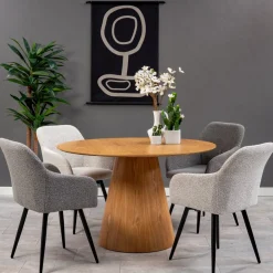 Mangohoutonline Eetkamerstoel Amiens Donkergrijs Bouclé stof met zwart onderstel Mahom