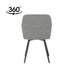 Mangohoutonline Eetkamerstoel Amiens Donkergrijs Bouclé stof met zwart onderstel Mahom