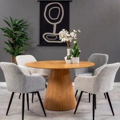 Mangohoutonline Eetkamerstoel Amiens Lichtgrijs Bouclé stof met zwart onderstel Mahom