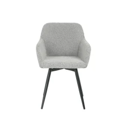 Mangohoutonline Eetkamerstoel Amiens Lichtgrijs Bouclé stof met zwart onderstel Mahom