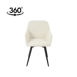 Mangohoutonline Eetkamerstoel Amiens Wit Bouclé stof met zwart onderstel Mahom
