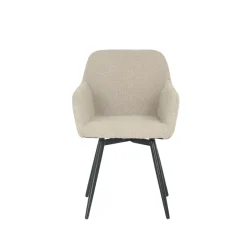Mangohoutonline Eetkamerstoel Amiens Zand Bouclé stof met zwart onderstel Mahom