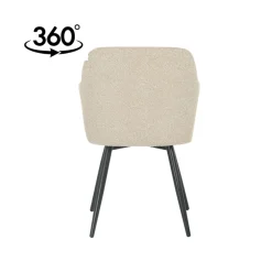 Mangohoutonline Eetkamerstoel Amiens Zand Bouclé stof met zwart onderstel Mahom