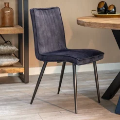 Mangohoutonline Eetkamerstoel Angers Antraciet met zwart onderstel Mahom