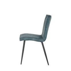 Mangohoutonline Eetkamerstoel Angers Donkerblauw met zwart onderstel Mahom