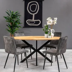 Mangohoutonline Eetkamerstoel Angers Donkergroen met zwart onderstel Mahom