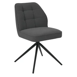Mangohoutonline Eetkamerstoel Bayonne Donkergrijs met zwart onderstel Mahom