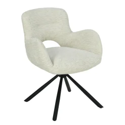 Mangohoutonline Eetkamerstoel Blois Wit met zwart onderstel Mahom