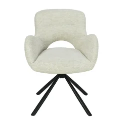 Mangohoutonline Eetkamerstoel Blois Wit met zwart onderstel Mahom