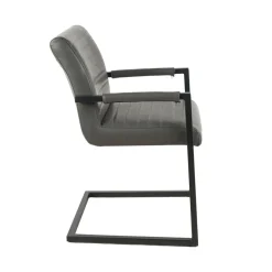 Mangohoutonline Eetkamerstoel Caen Antraciet met zwart onderstel Mahom