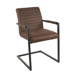 Mangohoutonline Eetkamerstoel Caen Bruin met zwart onderstel Mahom