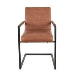 Mangohoutonline Eetkamerstoel Caen Cognac met zwart onderstel Mahom