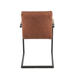 Mangohoutonline Eetkamerstoel Caen Cognac met zwart onderstel Mahom