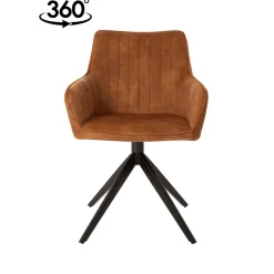 Mangohoutonline Eetkamerstoel Cannes Cognac met zwart onderstel Mahom