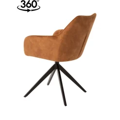 Mangohoutonline Eetkamerstoel Cannes Cognac met zwart onderstel Mahom