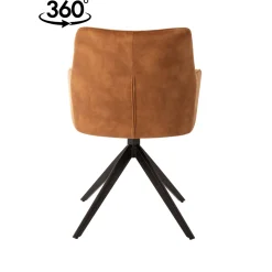 Mangohoutonline Eetkamerstoel Cannes Cognac met zwart onderstel Mahom