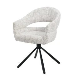 Mangohoutonline Eetkamerstoel Chinon Lichtgrijs met zwart onderstel Mahom