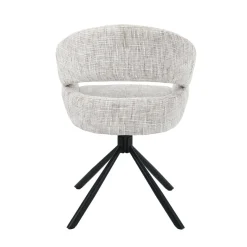 Mangohoutonline Eetkamerstoel Chinon Lichtgrijs met zwart onderstel Mahom