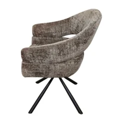 Mangohoutonline Eetkamerstoel Chinon Taupe met zwart onderstel Mahom