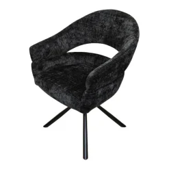 Mangohoutonline Eetkamerstoel Chinon Zwart met zwart onderstel Mahom