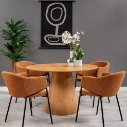 Mangohoutonline Eetkamerstoel Dijon Cognac met zwart onderstel Mahom