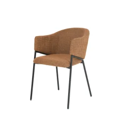 Mangohoutonline Eetkamerstoel Dijon Cognac met zwart onderstel Mahom