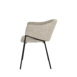 Mangohoutonline Eetkamerstoel Dijon Zand met zwart onderstel Mahom