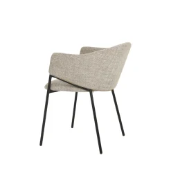 Mangohoutonline Eetkamerstoel Dijon Zand met zwart onderstel Mahom