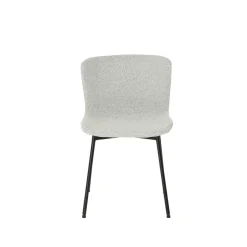 Mangohoutonline Eetkamerstoel Lille Beige Bouclé stof met zwart onderstel Mahom