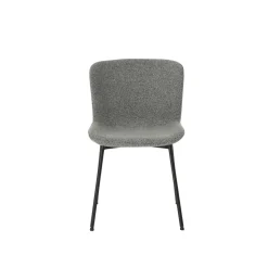 Mangohoutonline Eetkamerstoel Lille Donkergrijs Bouclé stof met zwart onderstel Mahom