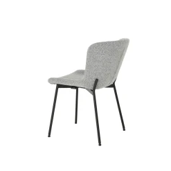Mangohoutonline Eetkamerstoel Lille Lichtgrijs Bouclé stof met zwart onderstel Mahom