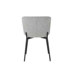 Mangohoutonline Eetkamerstoel Lille Lichtgrijs Bouclé stof met zwart onderstel Mahom