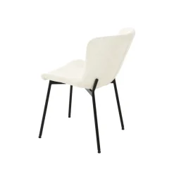 Mangohoutonline Eetkamerstoel Lille Wit Bouclé stof met zwart onderstel Mahom