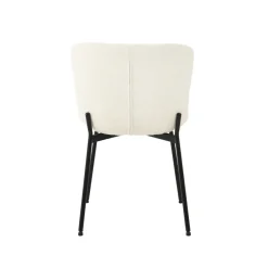 Mangohoutonline Eetkamerstoel Lille Wit Bouclé stof met zwart onderstel Mahom