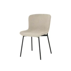 Mangohoutonline Eetkamerstoel Lille Zand Bouclé stof met zwart onderstel Mahom