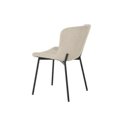 Mangohoutonline Eetkamerstoel Lille Zand Bouclé stof met zwart onderstel Mahom