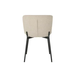 Mangohoutonline Eetkamerstoel Lille Zand Bouclé stof met zwart onderstel Mahom